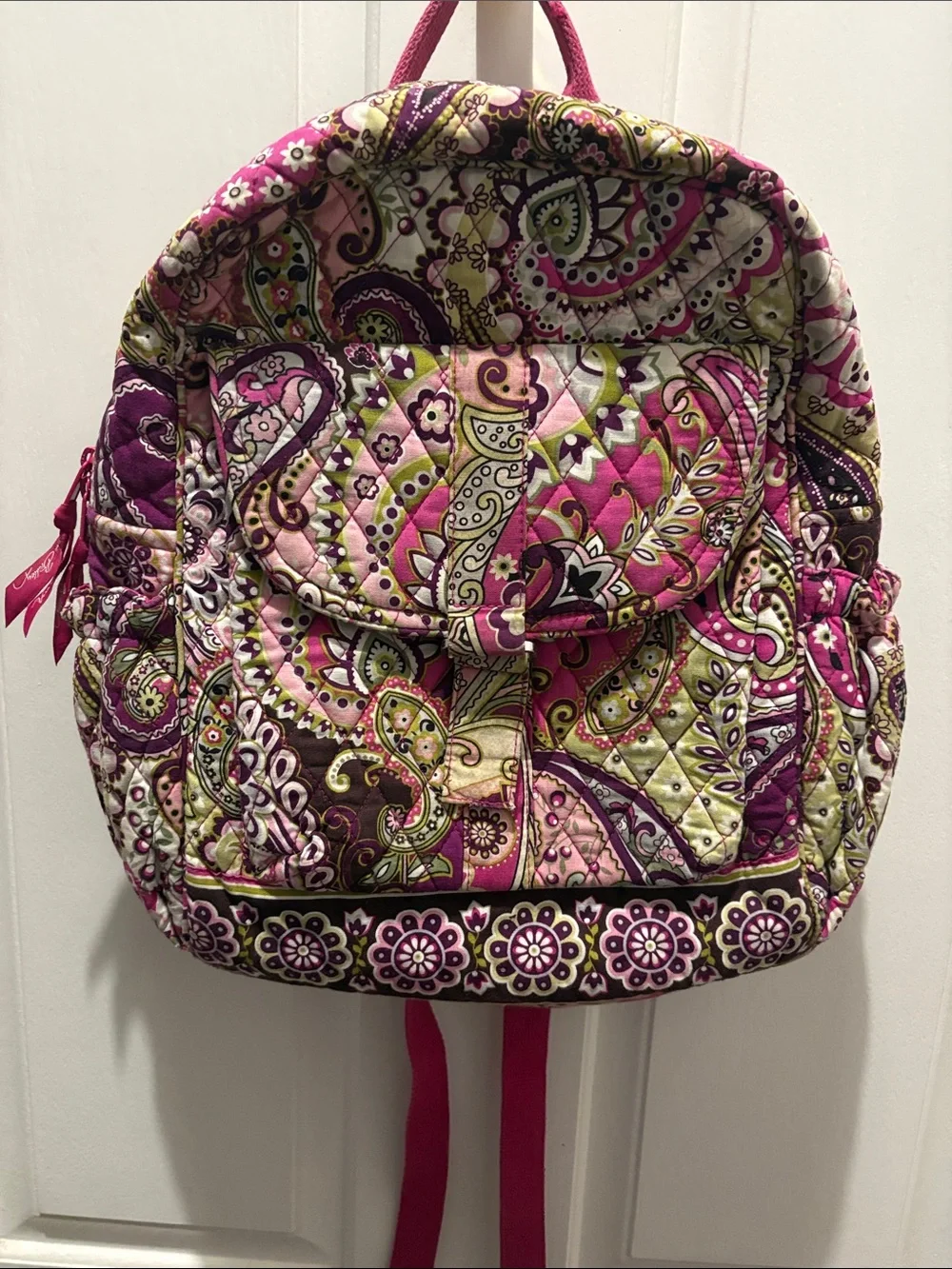 Vera Bradley Quilted Paisley Mini Backpack in Pink and Purple